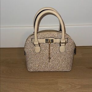 Aldo Glitter Dome Satchel in Cream and Gold